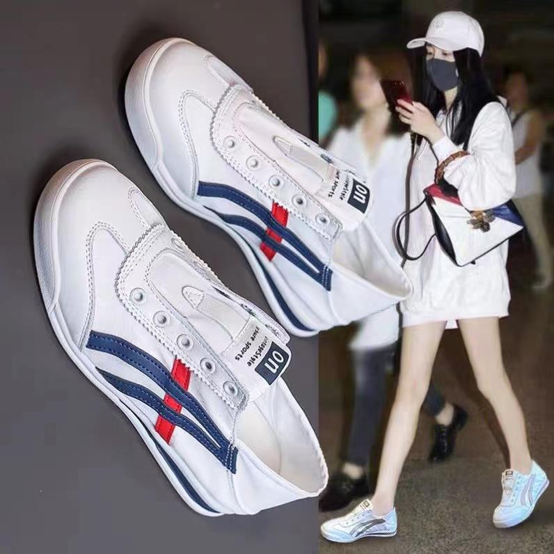香港真皮两穿小白鞋女一脚蹬板鞋孕妇2025新款休闲大码平底运动鞋