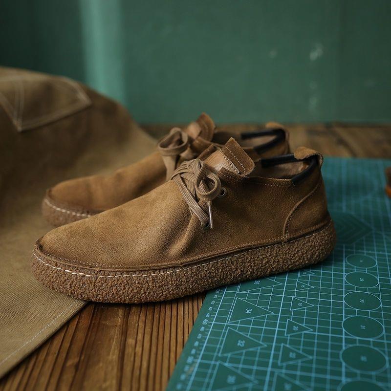 IT ins潮牌皮鞋男春秋英伦覆古反绒真皮车缝线防滑轻质休闲板鞋