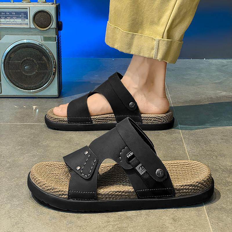 潮牌夏季外穿编织防滑防臭凉鞋男士大尺码4748开车两用软底沙滩拖,流行男鞋,沙滩鞋,淘宝优惠券,粉丝福利购,淘宝优惠卷