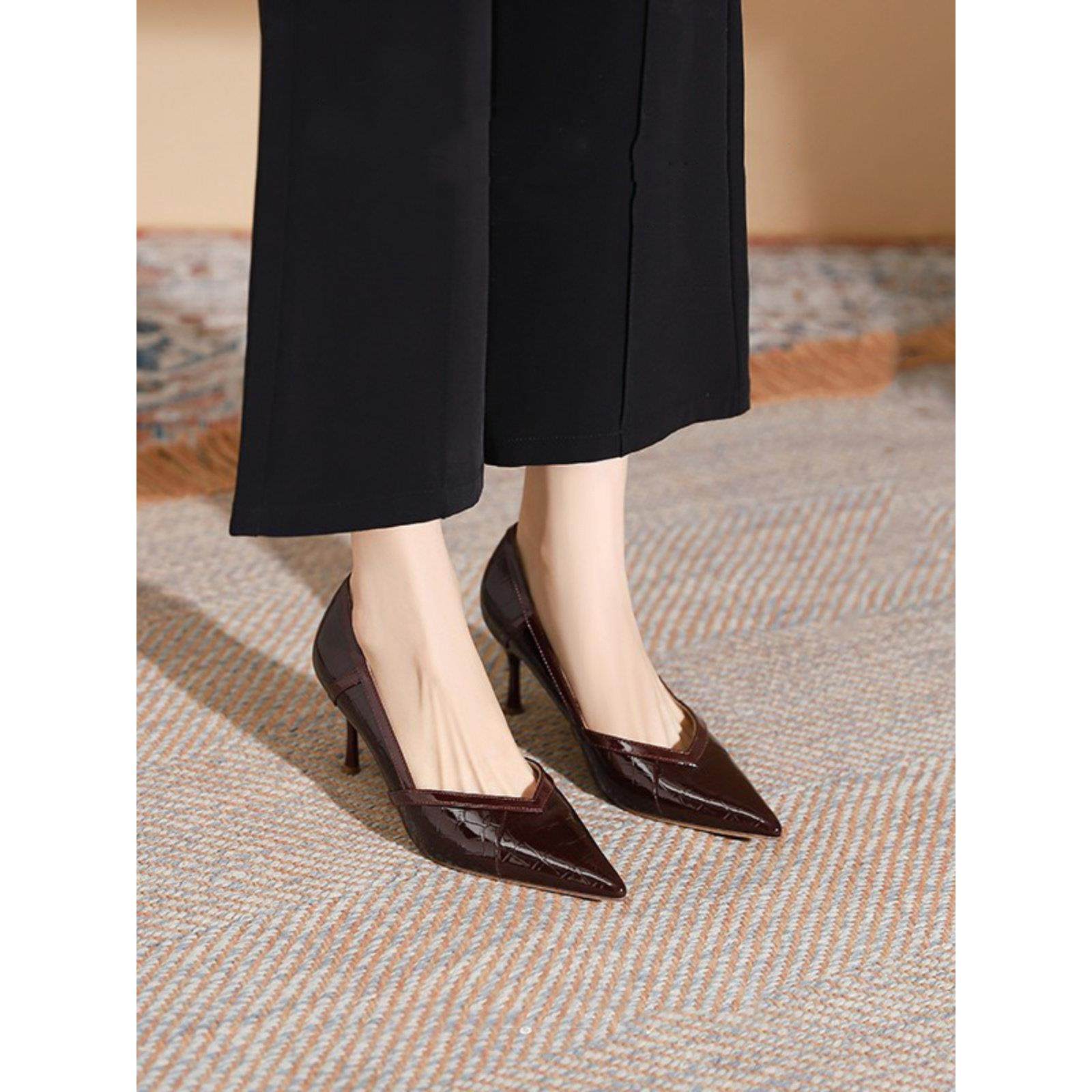 店长自留新款！显瘦气质绝美高跟鞋高级感细跟通勤百搭羊皮单鞋女,女鞋,雨鞋,淘宝优惠券,粉丝福利购,淘宝优惠卷