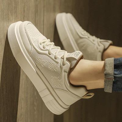 潮牌夏季男鞋高级感潮流百搭厚底小白鞋男士透气运动工作休闲 板