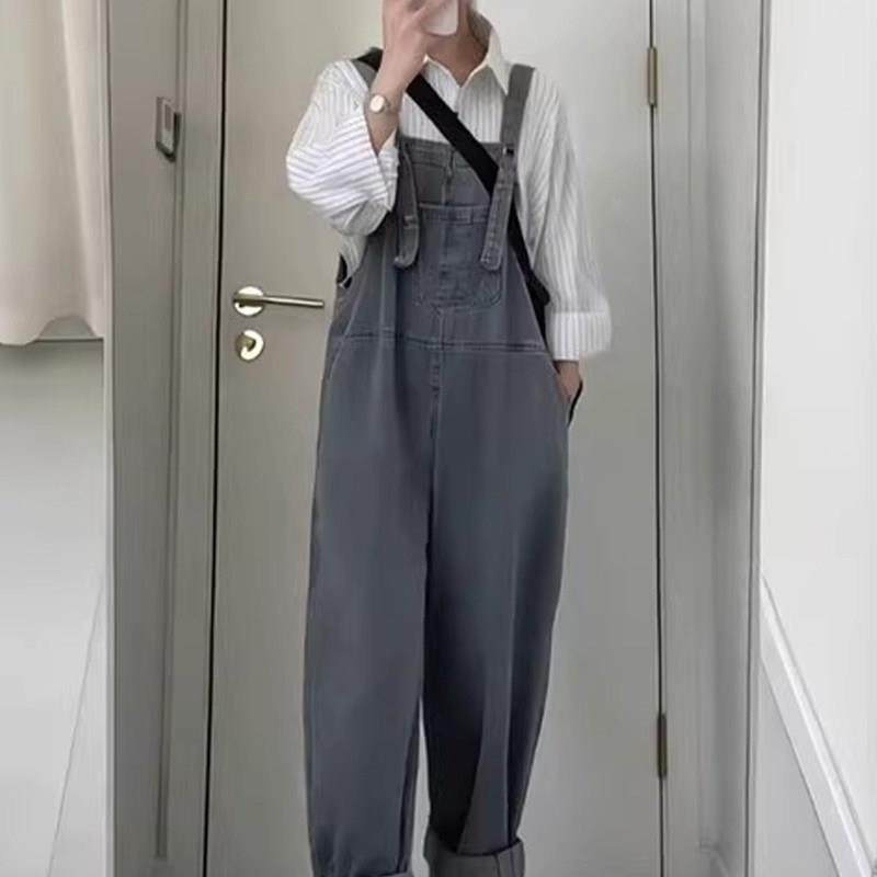 rouje bonjour开春条纹衬衫牛仔连体背带裤学院风减龄时尚套装女,女装/女士精品,大码裤装,淘宝优惠券,粉丝福利购,淘宝优惠卷