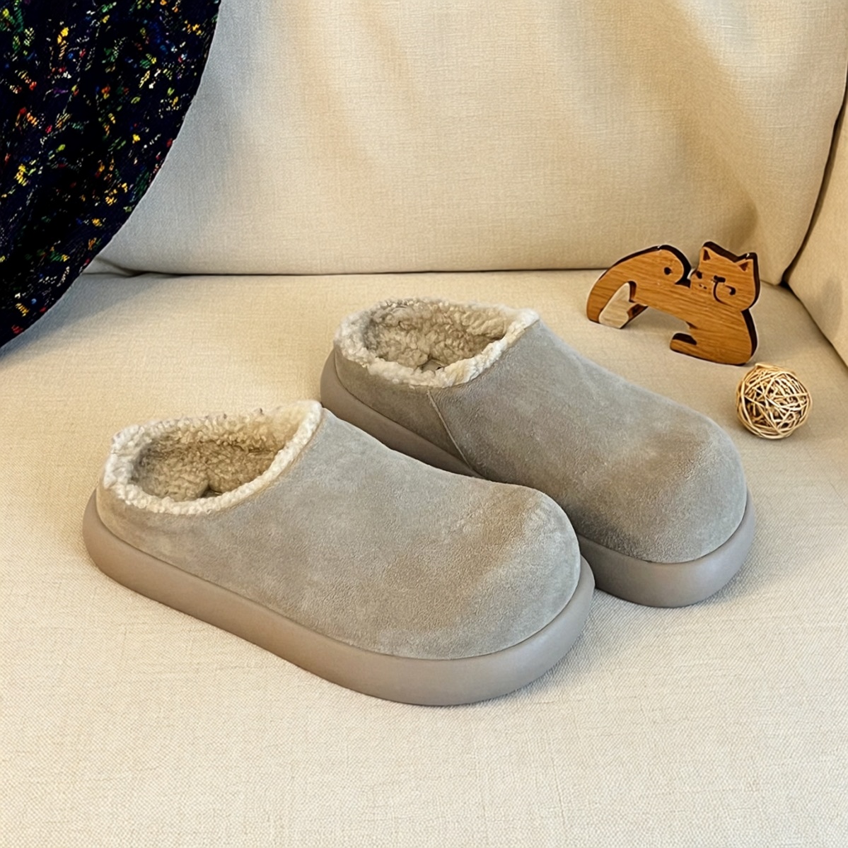 加绒保暖2025冬季包头毛毛拖鞋女