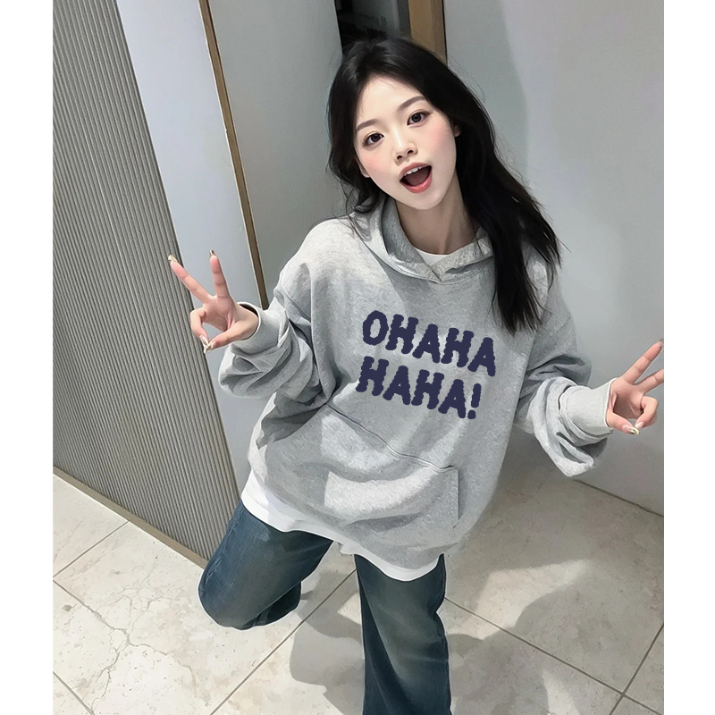 连帽卫衣女2025新款爆款美式复古