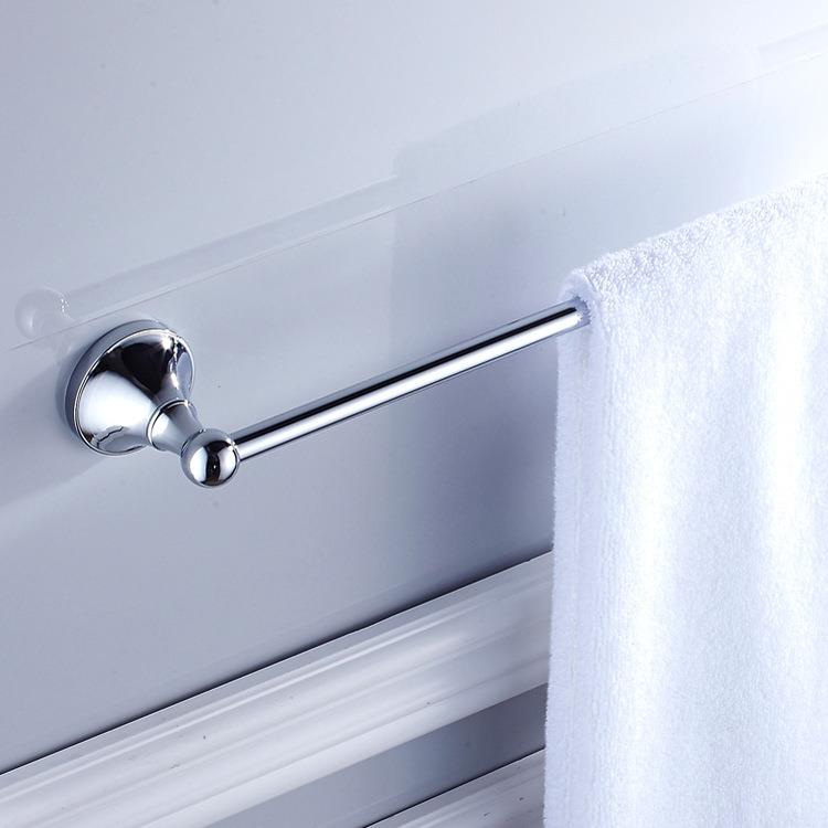 供应卫浴五金挂件黄铜材质简约电镀铬色单杆毛巾架可一件
