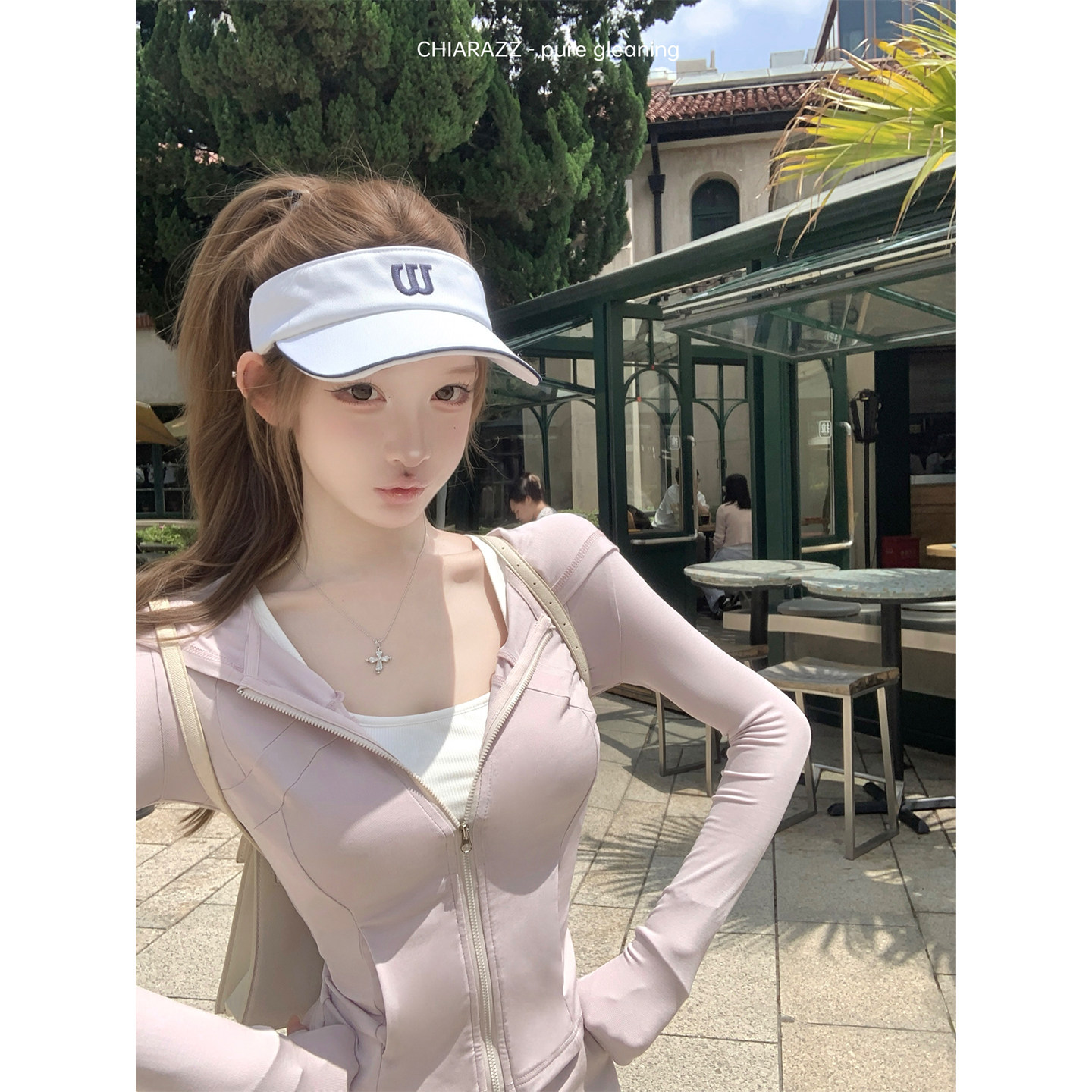 池昭昭26ss/ 随性淡颜 莱赛尔天丝连帽卫衣短裙三件套粉紫色/蓝色