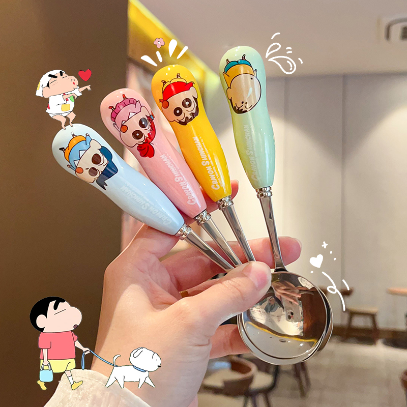 蜡笔小新儿童勺子家用304不锈钢