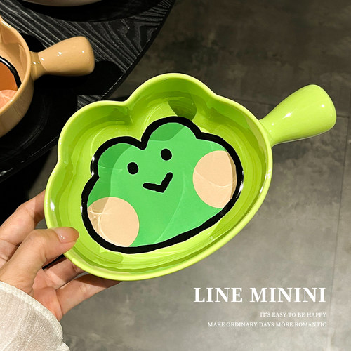 line friends陶瓷手柄碗家用带把手泡面 面碗空气炸锅烤碗水果沙
