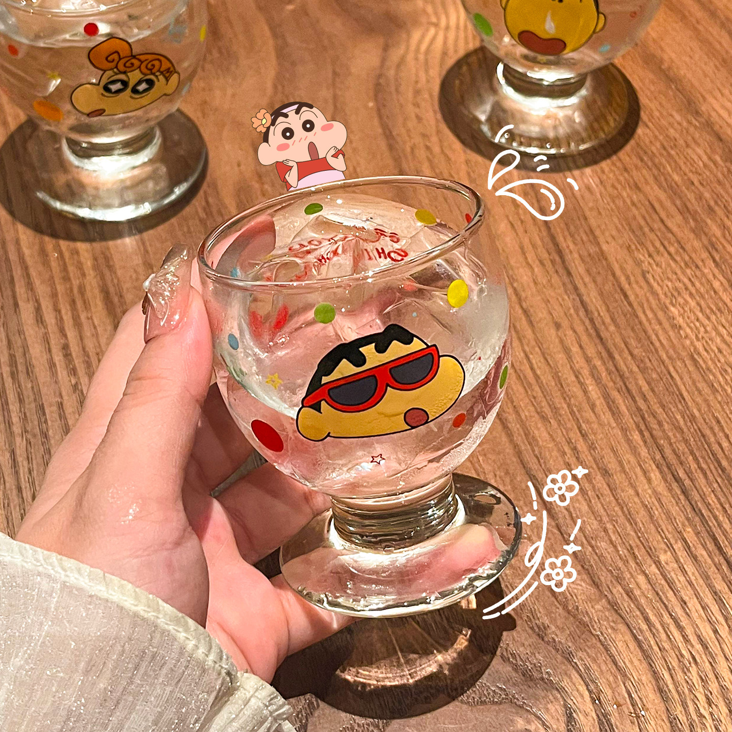 蜡笔小新啤酒杯2025小葵玻璃杯酒杯高硼硅果汁牛奶杯水杯女高颜值,餐饮具,啤酒杯,淘宝优惠券,粉丝福利购,淘宝优惠卷