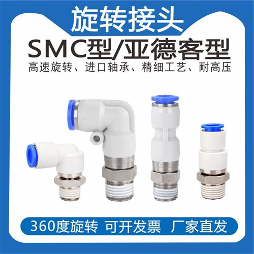 高速旋转接头气动360度气管螺纹KSL8-03直角快插弯头NRL6-02水601