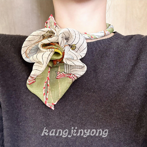 【慢骑时光】法式复古印花丝巾
