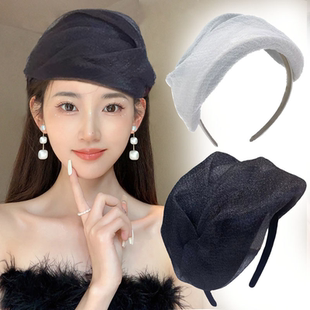 高档法式时尚女士半帽透气遮白发半帽发箍头箍小时尚百搭晚宴发卡