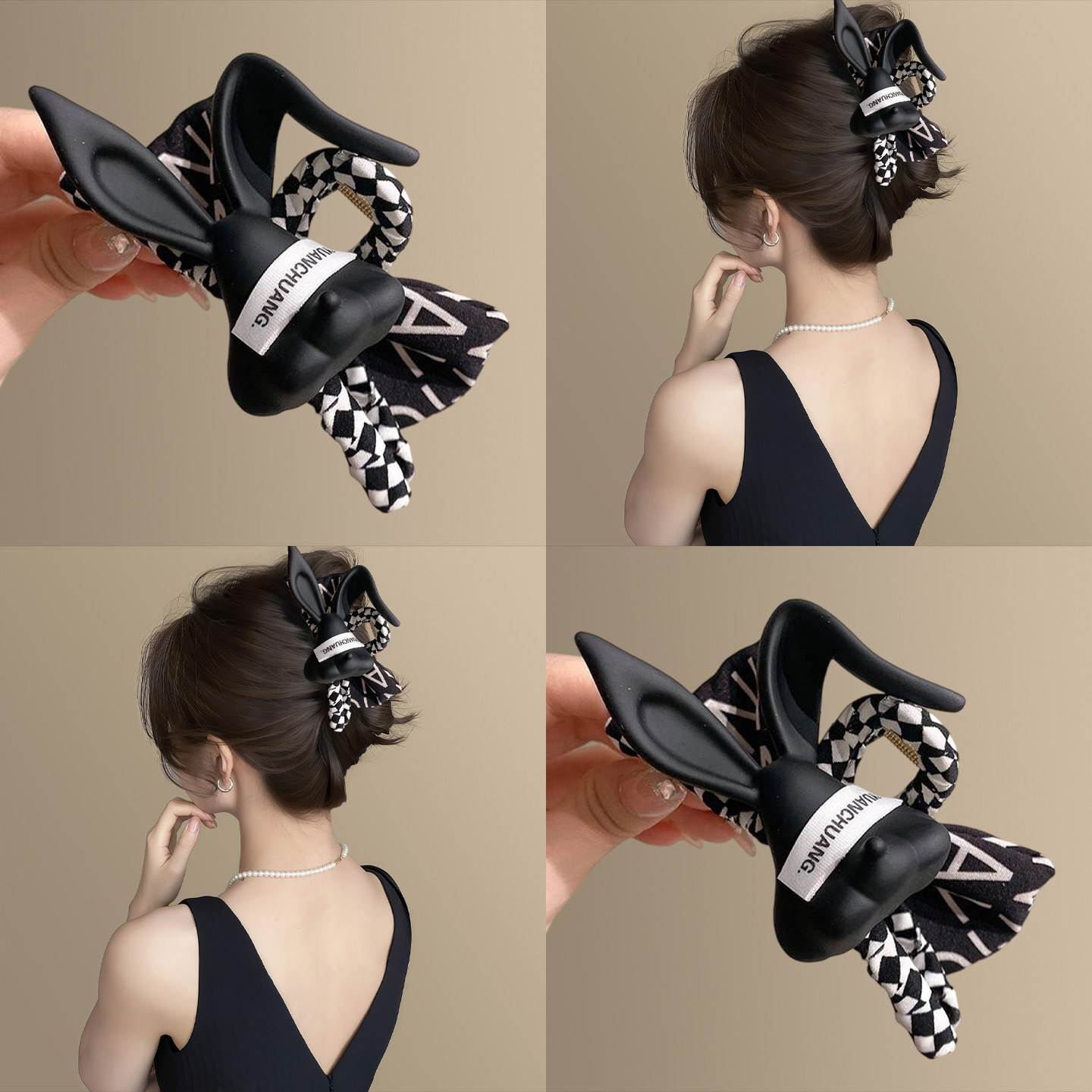 黛帛昭宁~可爱绅士折耳兔发夹后脑勺高级感抓夹女大号鲨鱼夹简约,家庭/个人清洁工具,盘发器,淘宝优惠券,粉丝福利购,淘宝优惠卷