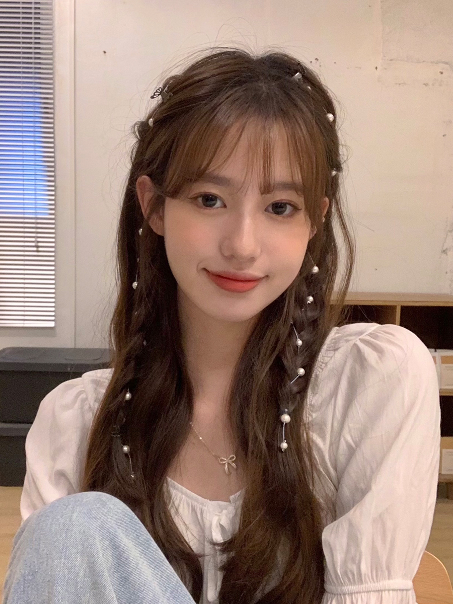 珍珠编发丝带女网红气质高级感编发链头饰发饰发带神器