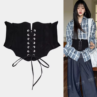 棕色黑色束腰外搭腰封女超宽腰带装饰配裙子复古民族风腰饰皮带