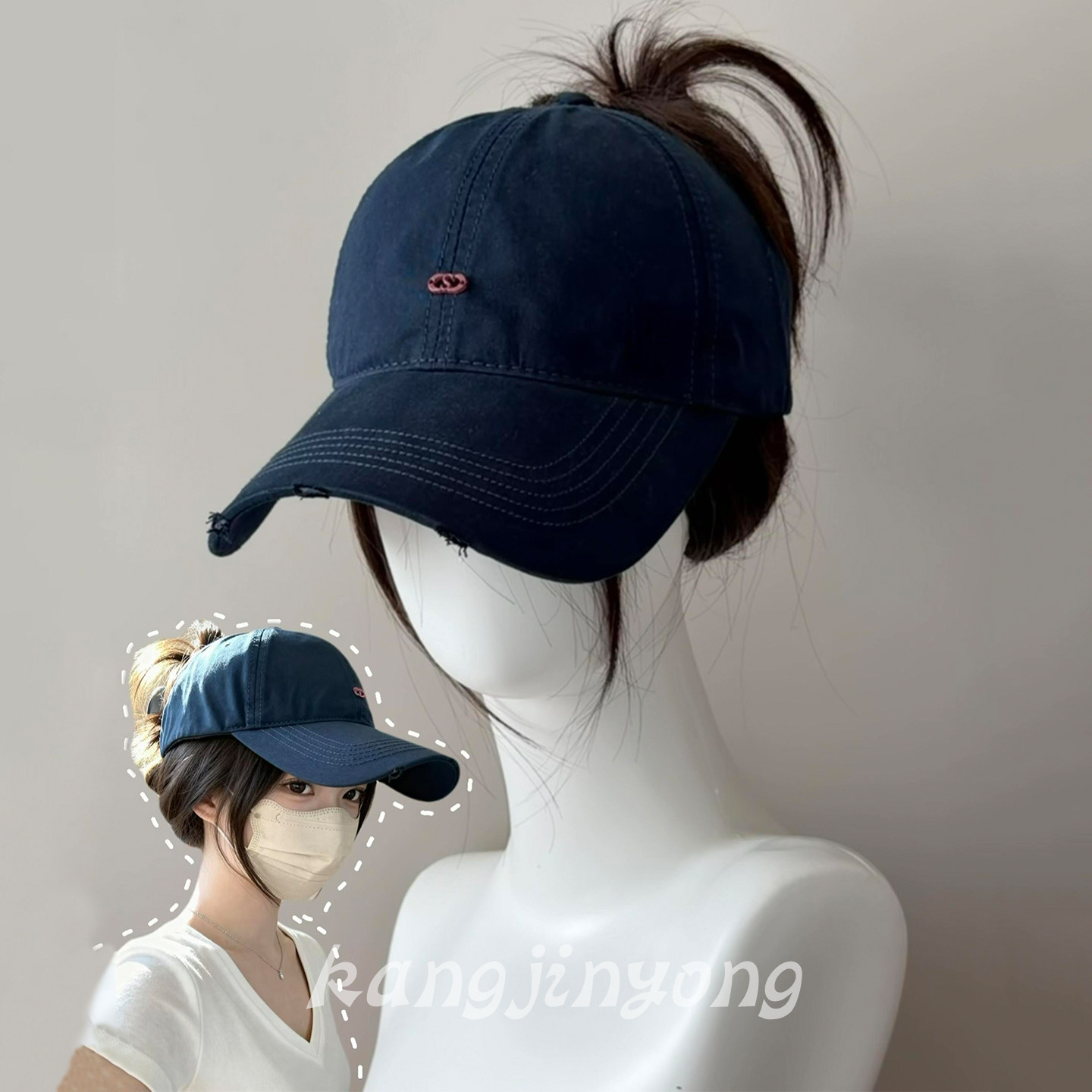 方圆脸+高马尾的本命棒球帽!