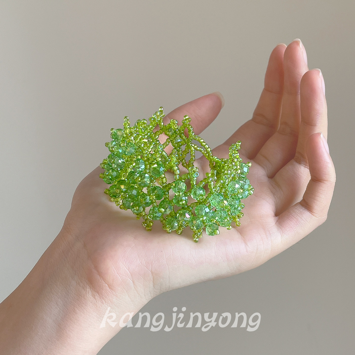 【青野涧】森系油画质感绿色手串