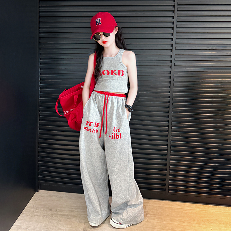 女童夏套装2025炸街夏装女大童运动衣服夏季儿童高级感休闲两件套