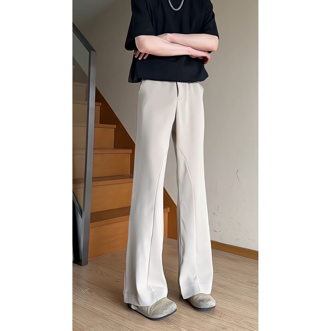 专柜cleanfit夏季薄西裤男女美式高街修身显瘦裤子垂坠感微喇直筒