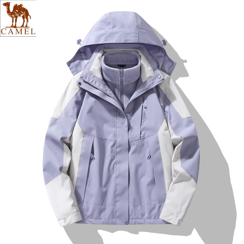 骆驼冲锋衣男女秋冬三合一防风小个子外套加厚2025新款加绒户外登