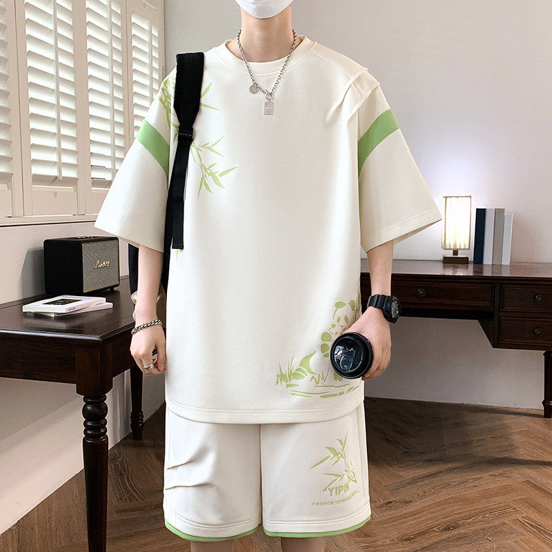 专柜短袖套装男款夏季2026新款青少年初高中生大童男装帅气潮流两
