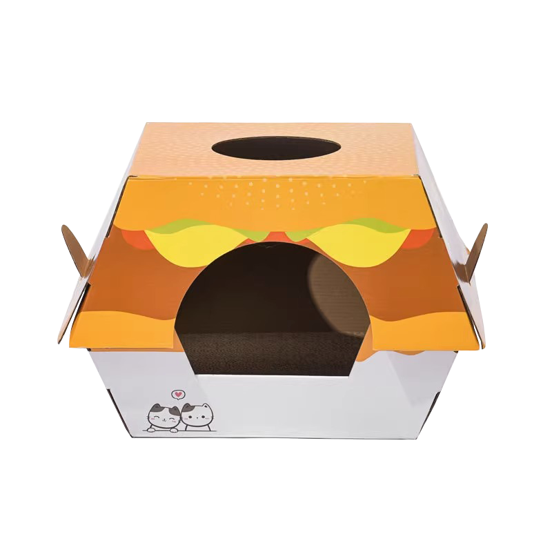 麦当劳猫窝 汉堡猫咪窝 麦乐鸡 巨无霸纸箱屋 猫抓板猫屋一体房子