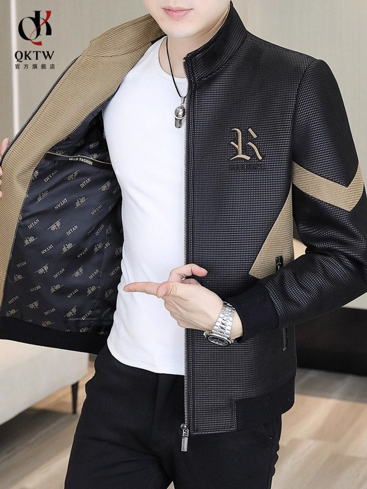 高端夹克男2025秋冬季新款中年休闲百搭翻领上衣加绒加厚宽松外套