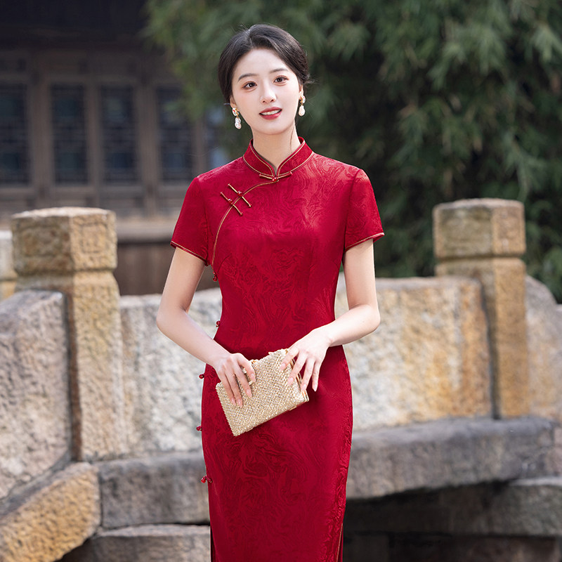 红色妈妈婚宴礼服旗袍女2025新款