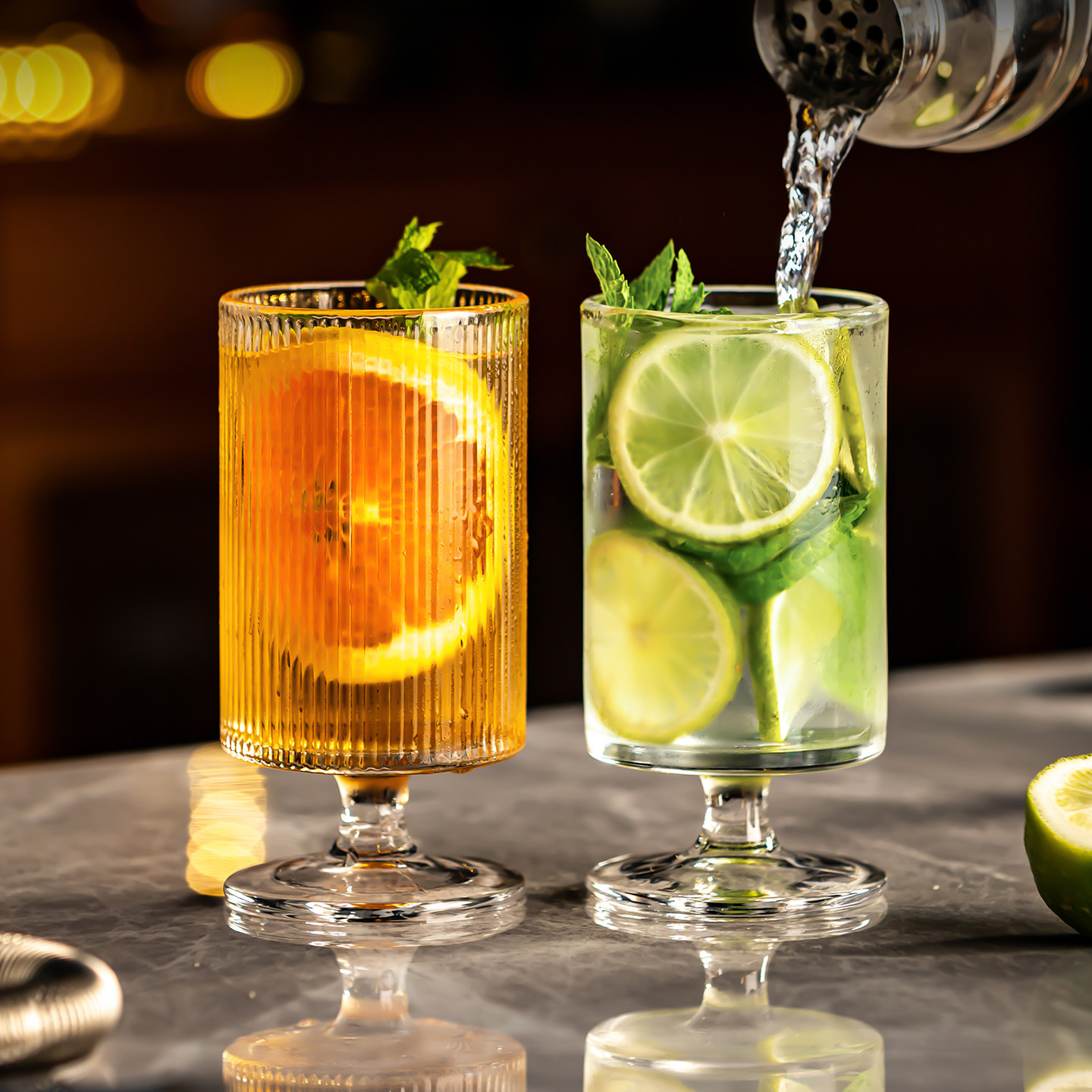 【加厚超耐用】ins风条纹果汁杯