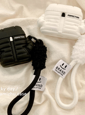 韩系秋冬创意羽绒服适用airpods三代蓝牙无线苹果耳机壳1/2代保护套airpodspro二代情侣新款airpods4防摔pro3
