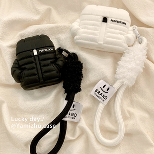 韩系秋冬创意羽绒服适用airpods三代蓝牙无线苹果耳机壳1/2代保护套airpodspro二代情侣新款airpods4防摔pro3