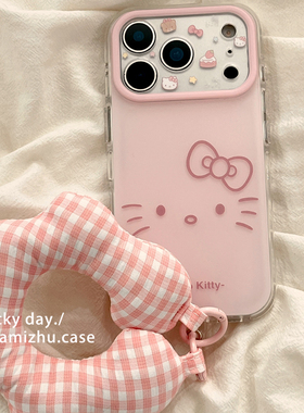 可爱卡通HelloKitty带挂绳适用苹果17PRO手机壳少女心iPhone16ProMax新款15pro女款小众13硅胶14防摔全包软壳