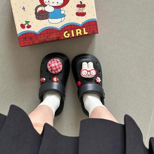 米菲洞洞鞋女款2025新款外穿厚底eva防滑防臭超火足弓支撑拖鞋夏