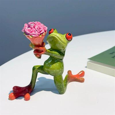 【爱你蛙】献花青蛙办公室桌面摆件解压高级感小众入户门玄关摆件
