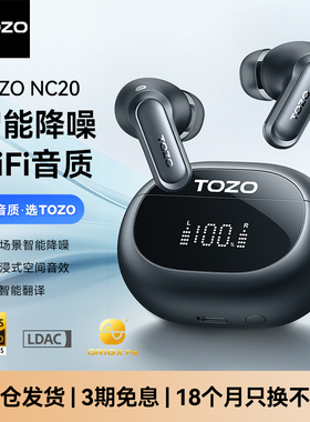 TOZO NC20真无线主动降噪耳机入耳式AI智能翻译超长续航HiFi音质
