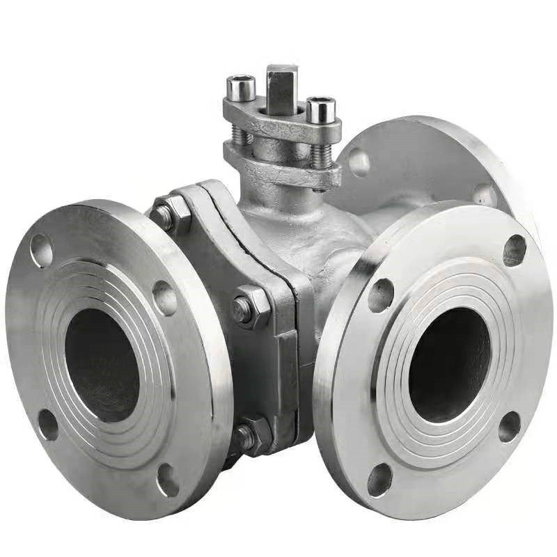 不锈钢三通法兰球阀Q44/Q45-16P/C高温蒸汽铸钢球阀T/L型换向阀门