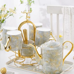 子家用待客套装 套装 茶杯具杯茶具茶壶水杯客厅骨瓷水壶冷水壶轻奢