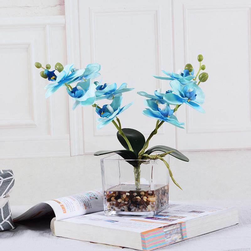 小清新玻璃瓶仿真客厅摆件假水假花蝴蝶兰装饰餐桌摆放仿真花盆栽