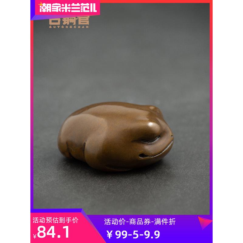 86m0解压手把件男士随身把玩青铜工艺品金蟾斑铜蟾蜍茶宠车载饰品