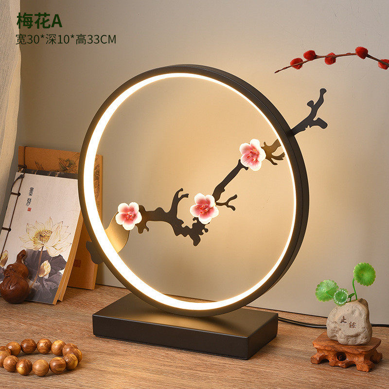 新中式复古床头灯简约现代台灯卧室结婚客厅书房创意酒店禅意台灯,家装灯饰光源,小夜灯,淘宝优惠券,粉丝福利购,淘宝优惠卷