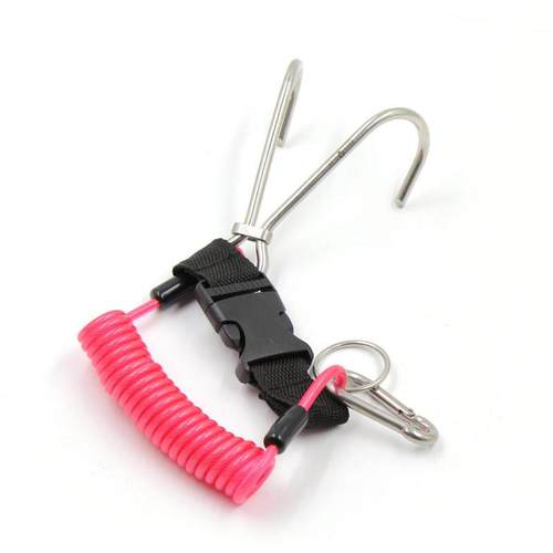 潜水流勾不锈钢放流双头弹簧绳礁石双头勾316不锈钢勾爪水肺配件