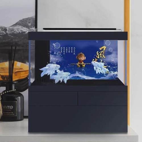 中小型超白鱼缸长方形家用客厅底滤水族箱生态一体循环桌面金鱼缸