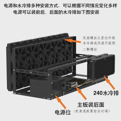 现货8卡开放式机箱双电源长固定架机架水冷显卡显卡量大包邮