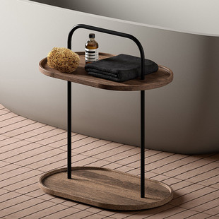 ali6卫生间浴室轻奢落地立式收纳架免打孔浴缸多层置物架实木牙刷