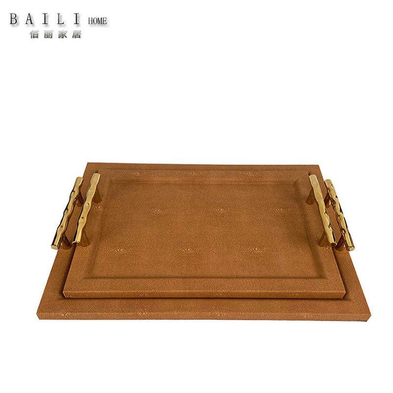 欧式现代皮质托盘摆件样板房收纳展厅书房客厅酒店摆件托盘饰品,家居饰品,装饰摆件,淘宝优惠券,粉丝福利购,淘宝优惠卷