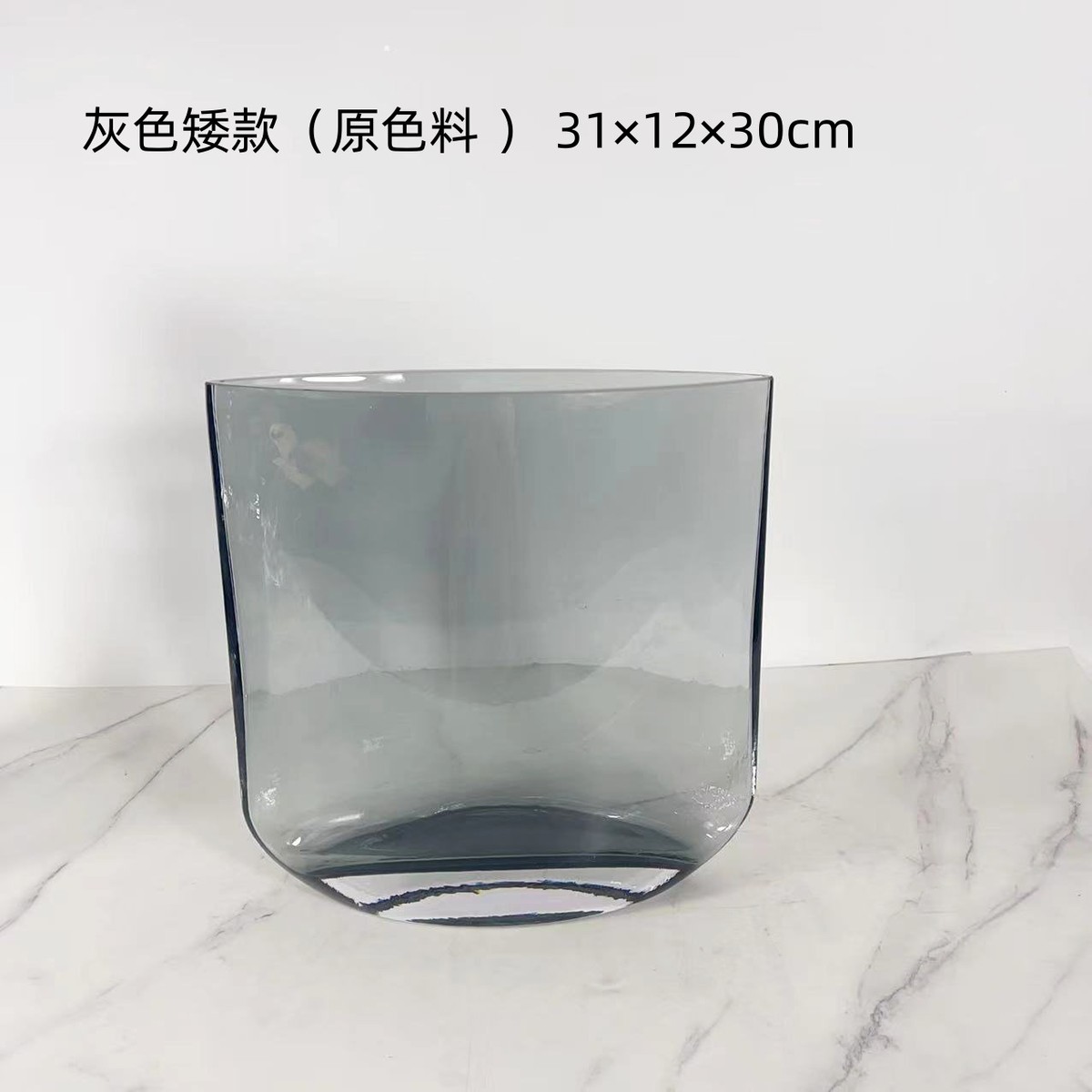 棕色琉璃刀锋花艺花瓶样板房花器餐桌饰品扁套装售楼处高端摆件