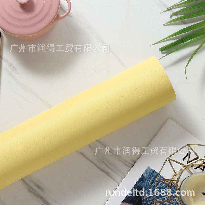 素色pvc波音家具翻新贴纸加厚黄色橙色防水纯色自粘磨砂墙纸软片
