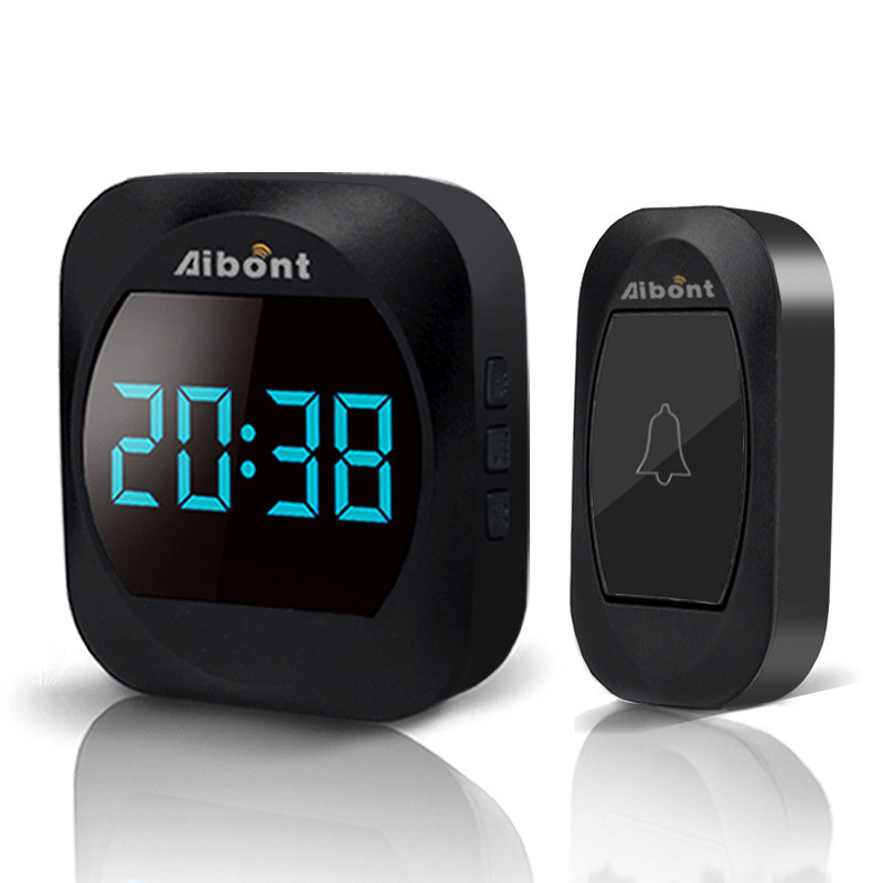 家用无线门铃数码免布线音乐门铃无线遥控门铃智能时钟门铃批发