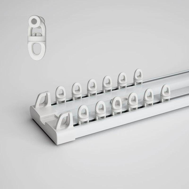 律动窗帘轨道铝合金双轨道静音顶装窗帘杆滑轨滑轮导轨窗帘盒配件