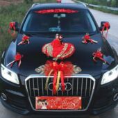 拉花品仿真爱心玫瑰花头车点缀婚车装 饰接亲新娘车花车装 饰摆件